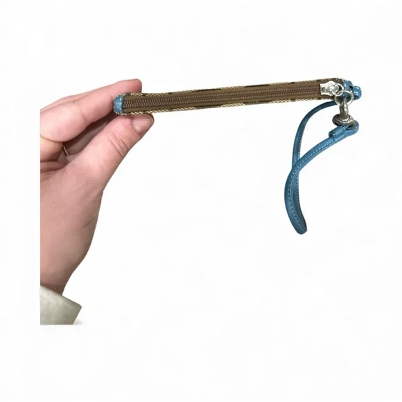 Coach Brown and Blue Wristlet - Picture 3 of 4